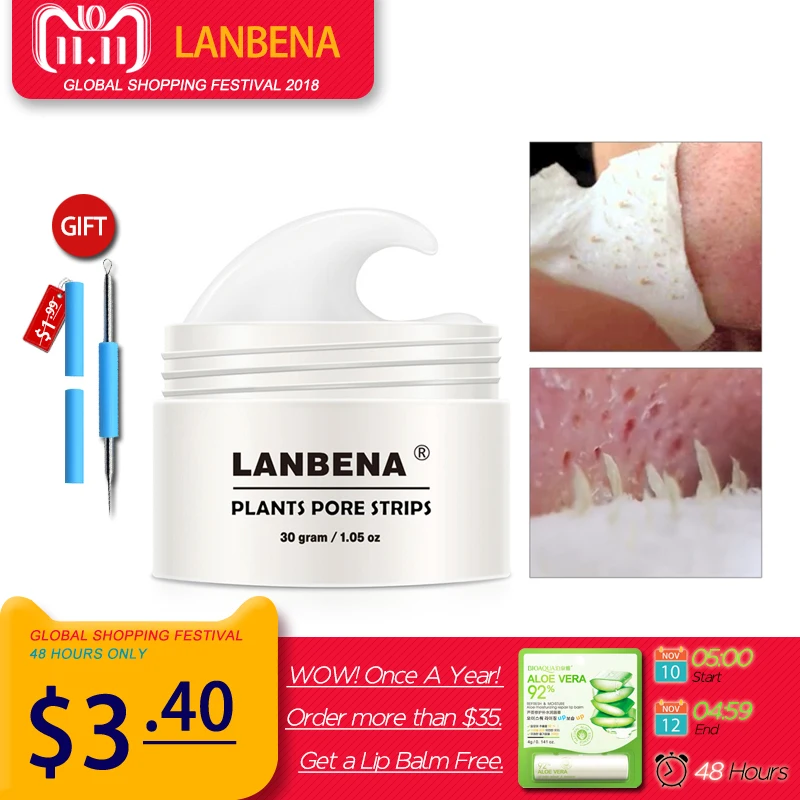 2018 New Style LANBENA Blackhead Remover Nose Mask Pore Strip Black Mask Peeling Acne Treatment Black Deep Cleansing SkinCare
