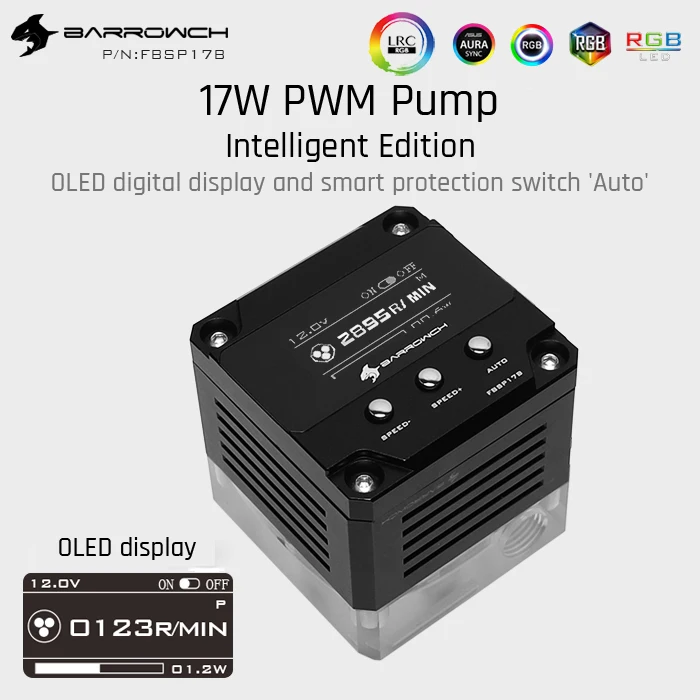 Günstig Barrowch FBSP17B, 17W PWM Intelligente Pumpe, OLED Digital Display, DDC Serie, manuelle Und PWM Speed Control Wasser Kühlung Pumpe