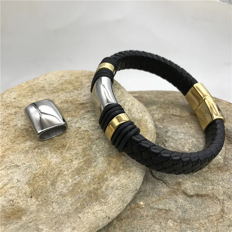 

Wonlee Winle из нержавеющей стали с большими отверстиями, кулоны А-6x12 мм длиной Европейский бисер, подвеска для мужчин кожаный браслет ювелирных изделий (без браслета)