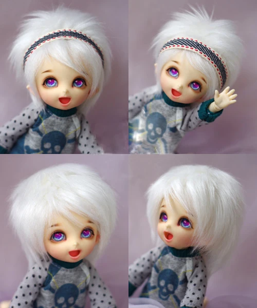 BJD кукла мех парик для 1/8 1/12 BJD кукла XAGA AE PUKIFEE лати белый короткий мех парики - Цвет: white