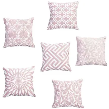 

Wool Geometric Embroidered Throw Pillow Case 100% Cotton Canvas Decorative Pillowcases for Home Office Customized Pillow Covers
