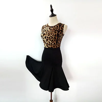 Платье для латинских танцев, Дамский Сексуальный леопардовый костюм без рукавов с открытой спиной, женское платье для соревнований, Самба, танго, ча, танцевальные тренировочные платья, DN1075 - Цвет: Leopard