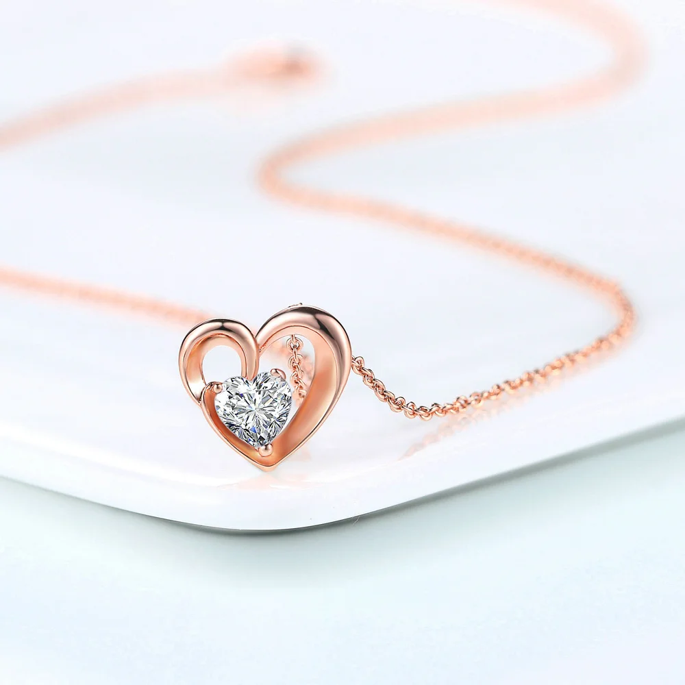 Double Fair New Australian Crystal Sweet Romantic Heart Choker Necklaces For Women Wedding Necklace Jewelry DFN056