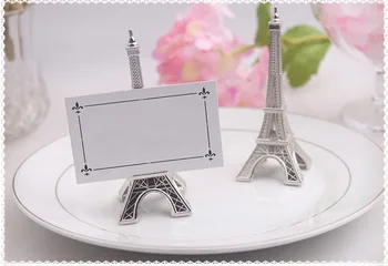 

Free shipping 20pcs/lot wedding favor "Evening in Paris" Eiffel Tower Silver-Finish Place Card/Holder