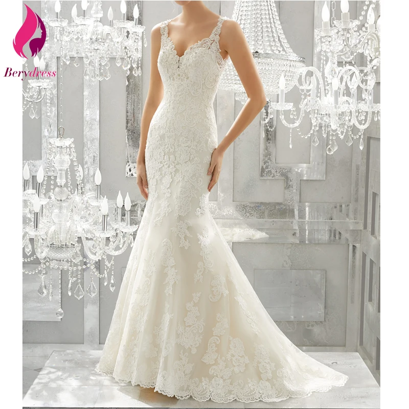2017 Romantic Bridal Gown with Crystal Beading Appliques V-Neck Organza Tulle Mermaid Wedding Dresses vestidos de noiva |