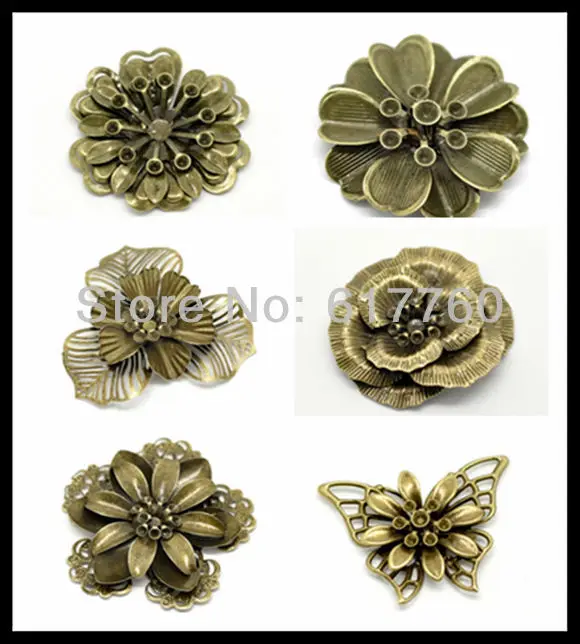 

Free shipping-30Pcs Mixed Antique Bronze Filigree Wraps DIY Connectors Embellishments Jewelry Findings M01297