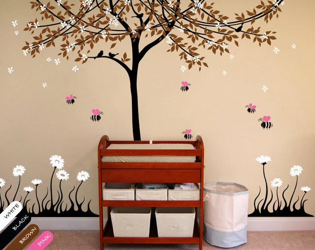 Large Tree Wall Decal Huge Tree Decal Sticker With Blossoms Corner Wall Art  Decoration Tattoo Wall Mural Décor 087 - Etsy | Wall vinyl decor, Tree wall  murals, Tree wall decal