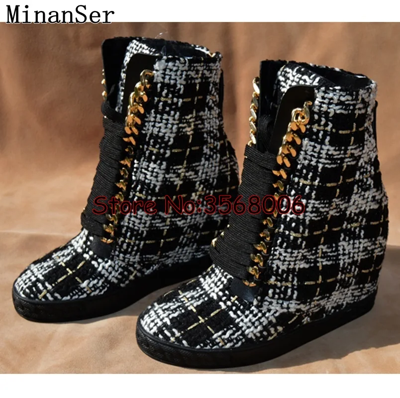 

Multi-color Leather Wedge Top Quality Rome Style Lace Up Women Motorycle Boots Outdoor Leisure Sneakers Shoes botines mujer