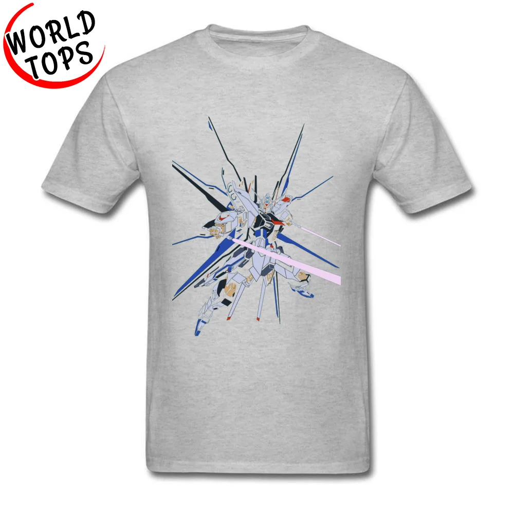 Strike Freedom Gundam Seed 11845 Short Sleeve Tops T Shirt Round Neck 100% Cotton Men Top T-shirts Printed Sweatshirts Funny Strike Freedom Gundam Seed 11845 grey