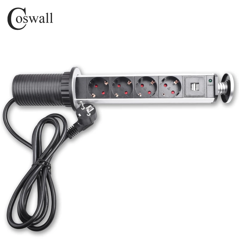 COSWALL 16A Выдвижная 4 разъема питания 2 usb порта для зарядки кухонные настольные