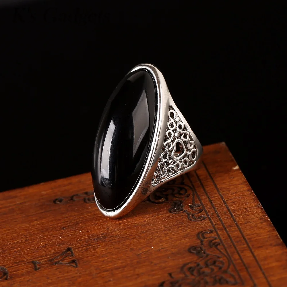 K's Gadgets модный полый дизайн серебряный цвет черный и зеленый полудрагоценный камень большого размера кольца для женщин и мужчин