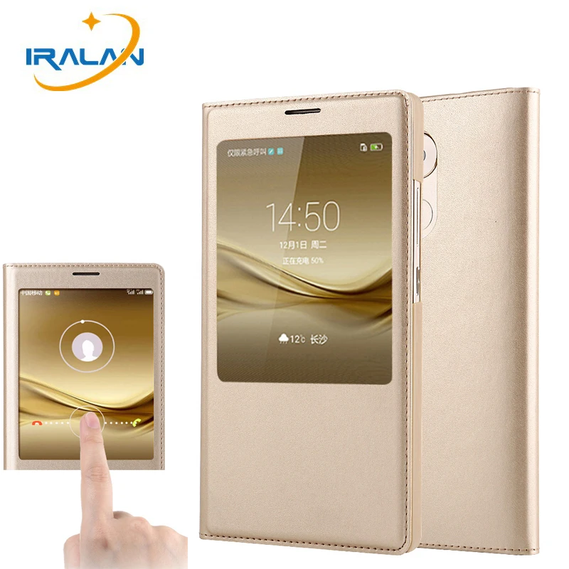 

Fashion Magnet Adsorption Smart Window Flip Cover Flip-free Operation For Huawei Mate 8 PU Leather Genuine Case 6.0" Back Cover