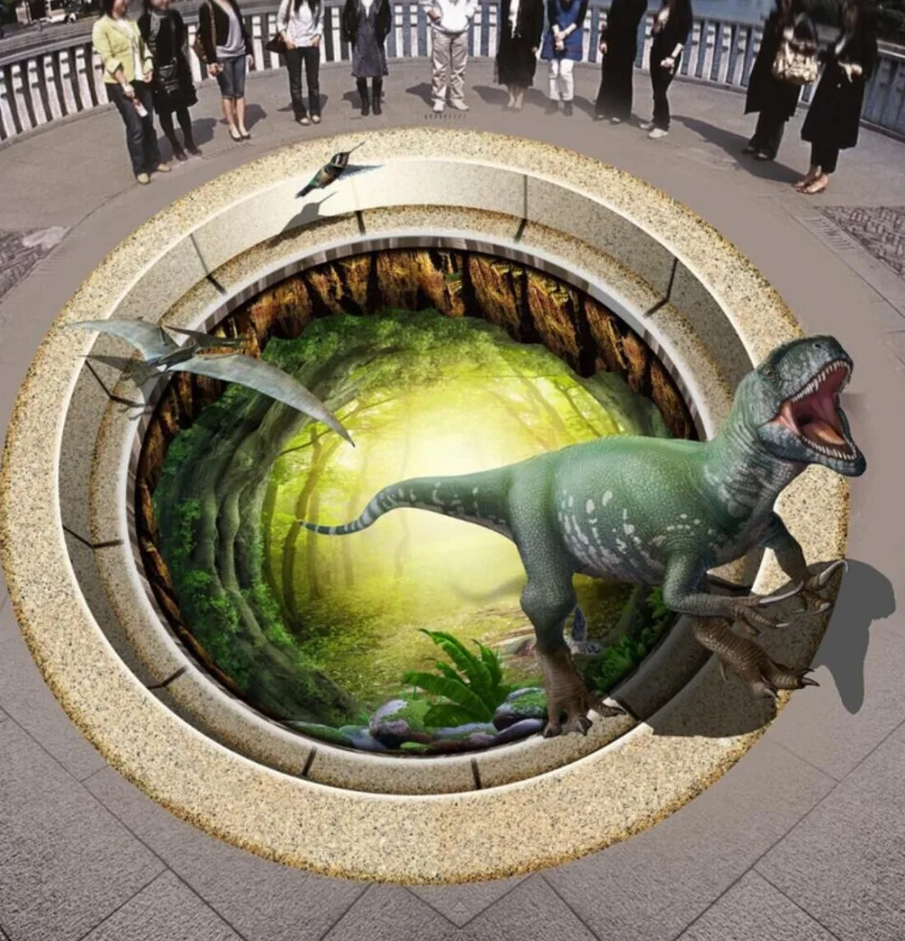 [Self-Adhesive] 3D Dinosaur Tree Cave 4 Non-slip Waterproof Photo Self-Adhesive Floor Mural Sticker WallPaper Murals Print Decal |