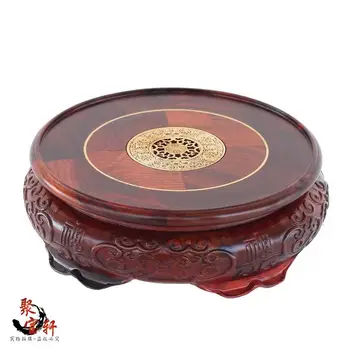 Special offer solid wood carved rosewood mahogany handicraft circular base of Buddha stone flowerpot vase furnishing articles rosewood carving annatto handicraft circular base of real wood of buddha stone are recommended vase furnishing articles