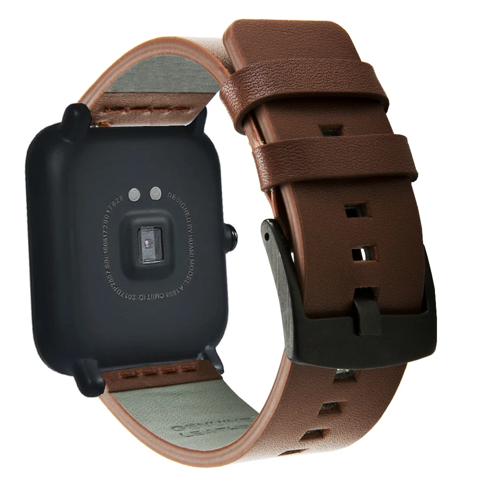 Подлинная классический кожаный ремешок для Xiaomi Huami Amazfit Bip 20 мм Темп Lite молодежи Смарт часы пригоден для ношения на запястье браслет ремешок