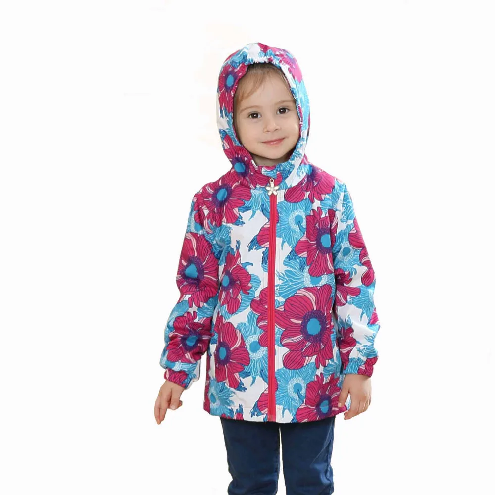 Children Sports Outwear Little Girls Fleece Lined Jacket Hooded Zipper