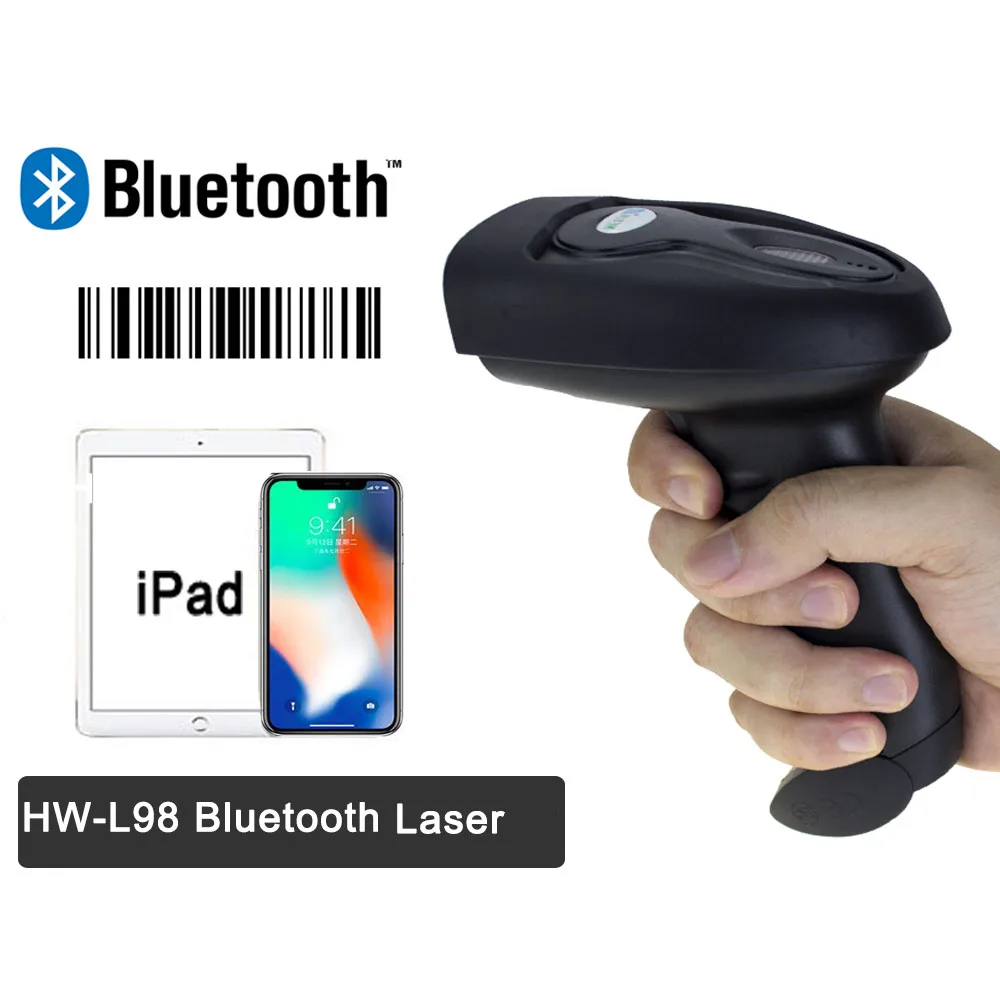 Беспроводной сканер штрих-кода ручной Bluetooth 1D/2D QR считыватель штрих-кода Поддержка Android, iOS и iPad