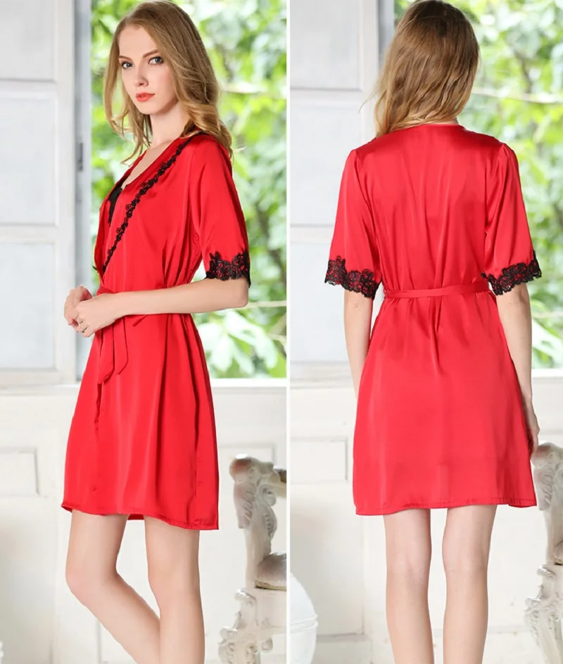 Red silk-like sleepwear (7)