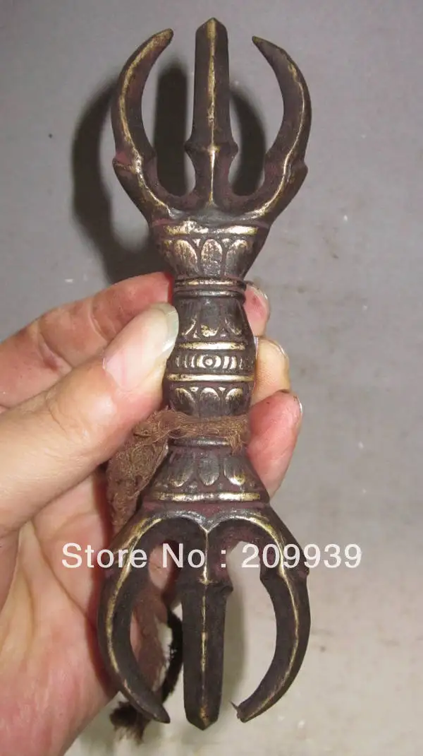 

00340 5.3" Old Tibet Tibetan Bronze Ritual Tool Vajra Dorje Statue