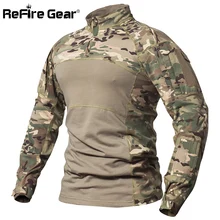 Refire engrenagem tático camisa de combate dos homens algodão uniforme militar camuflagem t camisa multicam eua roupas do exército camo camisa manga longa