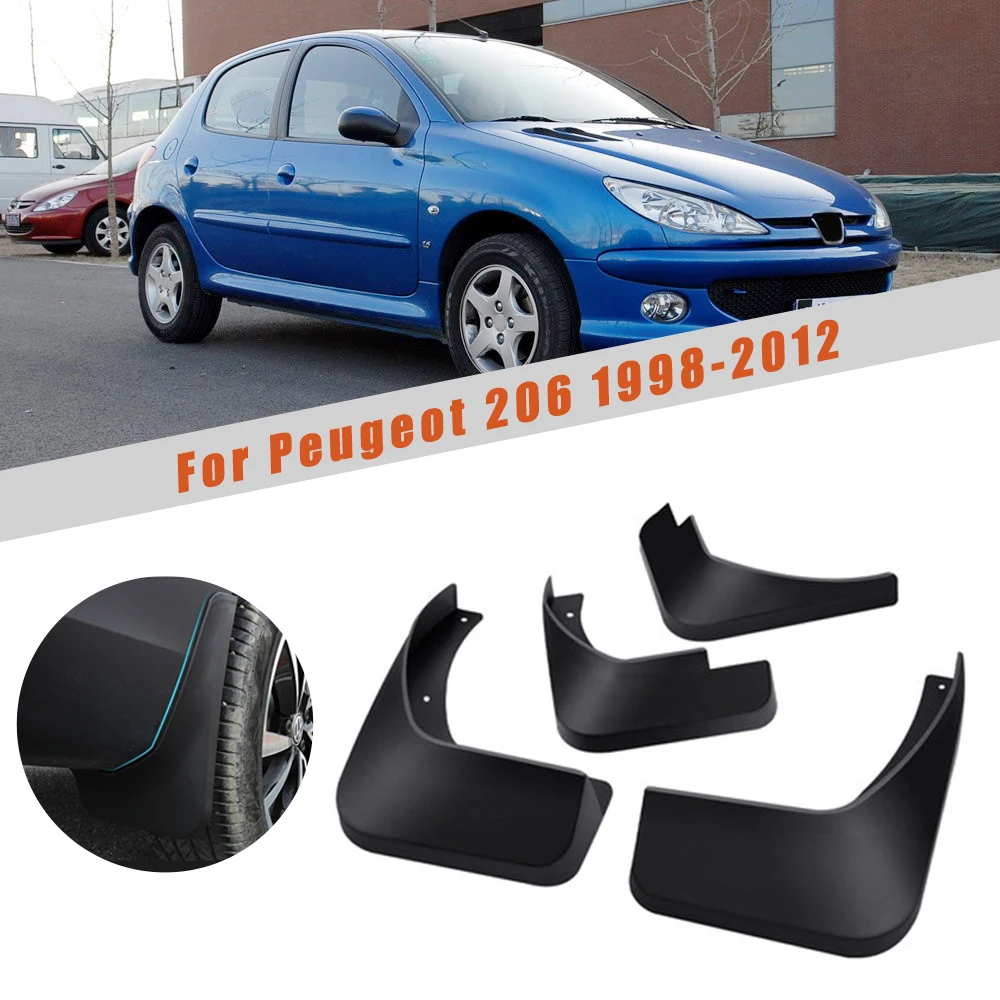 Для peugeot 206 1998-2012 автомобильный крыло брызговики передние задние брызговики Брызговики защитные светоотражаПредупреждение брызговики 4 шт