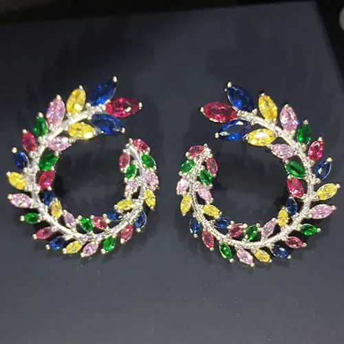 

Colorful GREAT DESIGN AAA CUBIC ZIRCONIA SPARKLING BIG STUD EARRINGS ,WEDDING JEWELRY