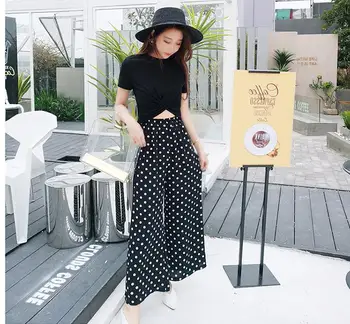 

Spring Colored Tracksuit For Women Summer Two Piece Set Wide Leg Women's Tracksuits Polka Dot Women's Tracksuit Office Lady