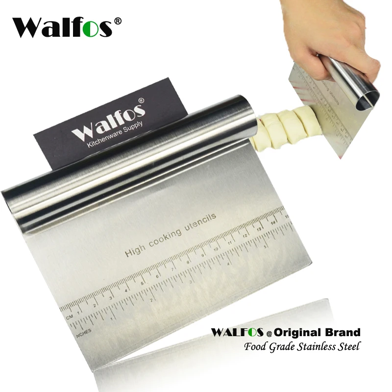  WALFOS Stainless Steel Smoother Cake Scraper spatula Pizza Dough Scraper Cutter Flour Pastry scrape