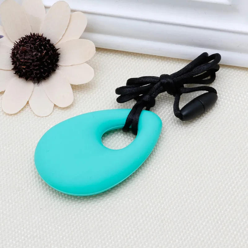 Teardrop Pendant Baby Molars Necklace Soft Silicone Teether Chew For Infant