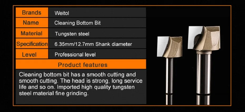 Weitol 1 шт. 1/4 или 1/2 дюймов чистящие нижние бит Деревообрабатывающие инструменты ЧПУ гравировальные биты фрезы Деревообрабатывающие инструменты