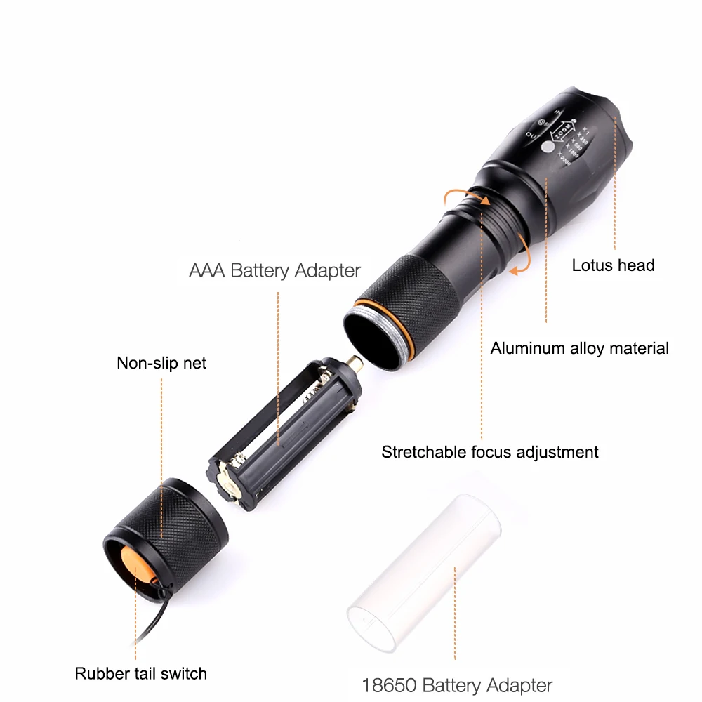 AGM CREE XML T6 LED Flashlight Torch Powerful XM-L Flash Light X900 Lamp Waterproof Tactical Military 18650 Rechargeable Battery
