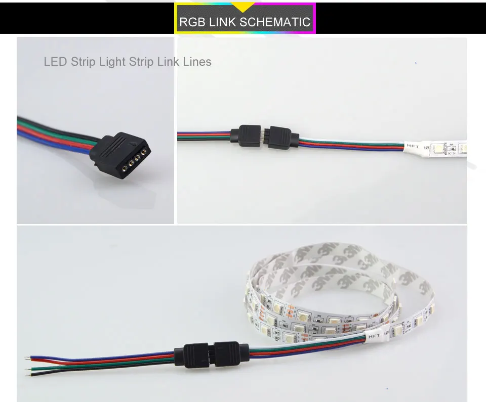 AmmToo 5 шт. 4Pin RGB светодиодные ленты провода кабель без пайки подключения для RGB 5050 3528 светодиодные ленты лампы аксессуары