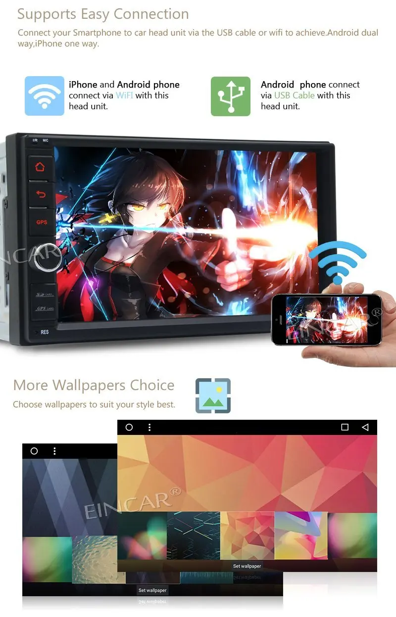 Discount Android 7.1 Octa Core 2GB 32GB 2 Din GPS Car Audio with Radio Receiver Bluetooth 7 Inch Touch Screen Support Wifi AM/FM DVR OBD2 4