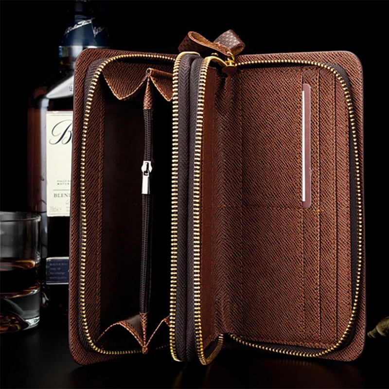 Лидер продаж, Мужская модная классическая сумка из искусственной кожи аллигатора, женский бумажник, практичный кошелек на двойной молнии BW296