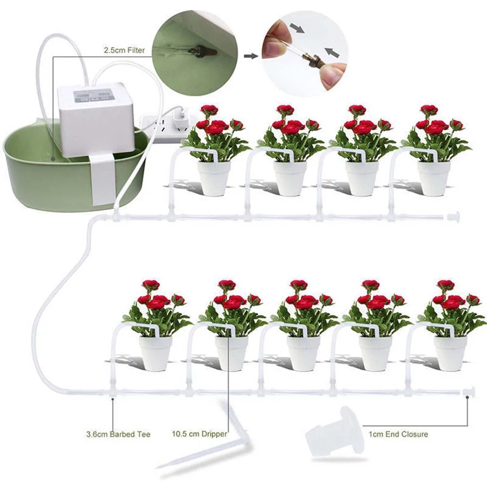  Kit de riego por goteo automático DIY con batería USB sistema de riego automático de plantas de int