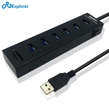 RSExplorer usb 2.0 hub and card reader COMBO usb Splitter Adapter Multi All In One With SD/TF and with 6 port usb 2.0 for PC