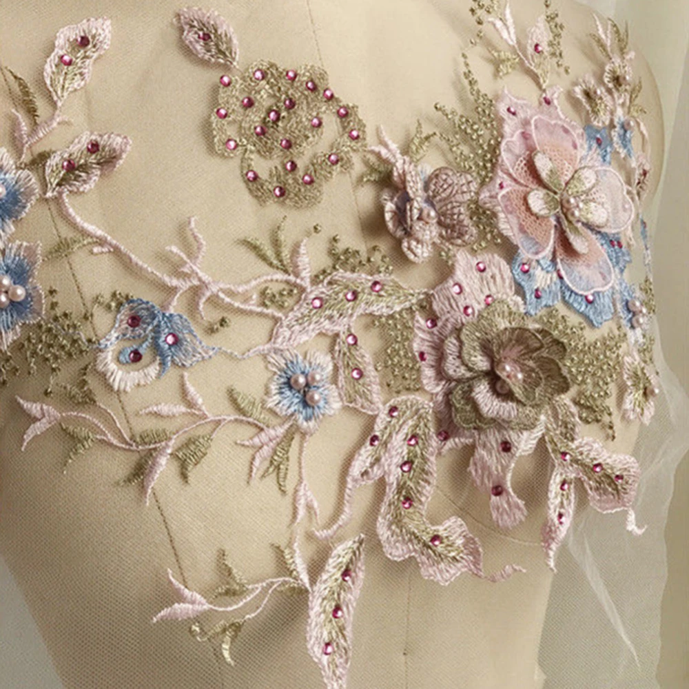

Lace Bridal Beaded Flowers Embroidery Patches Sticker Sewing Applique Evening dress jeans gorgeous shiny Embroidery Applique