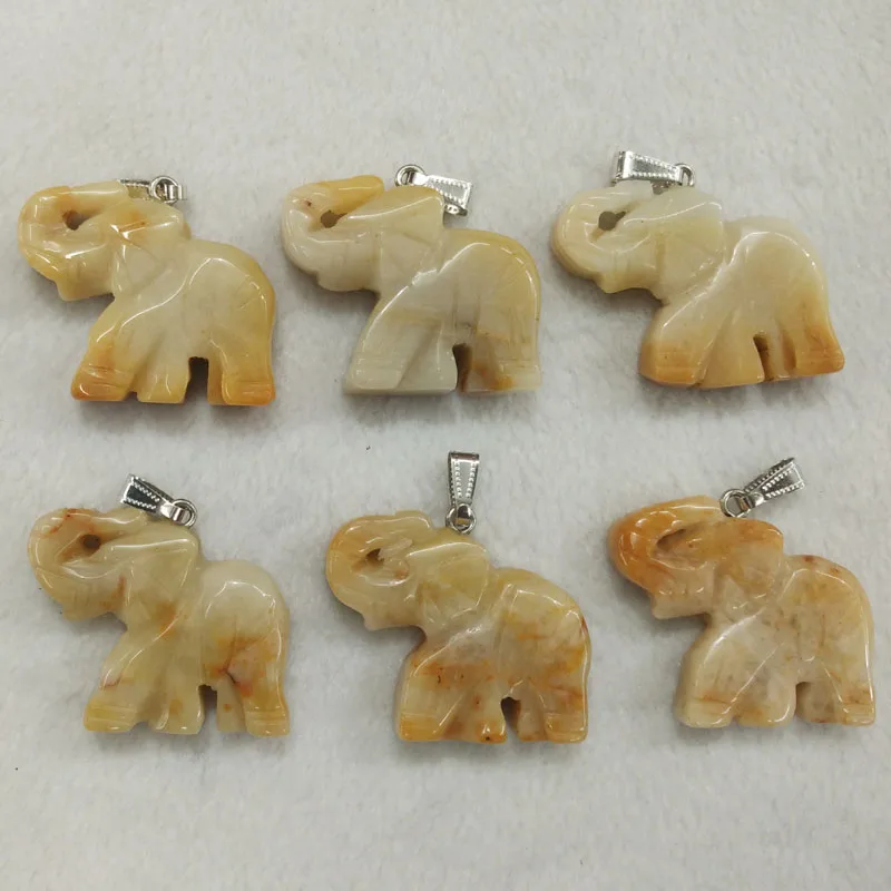 2018 fashion natural stone carved animal elephants charms pendants for necklace jewelry making ...