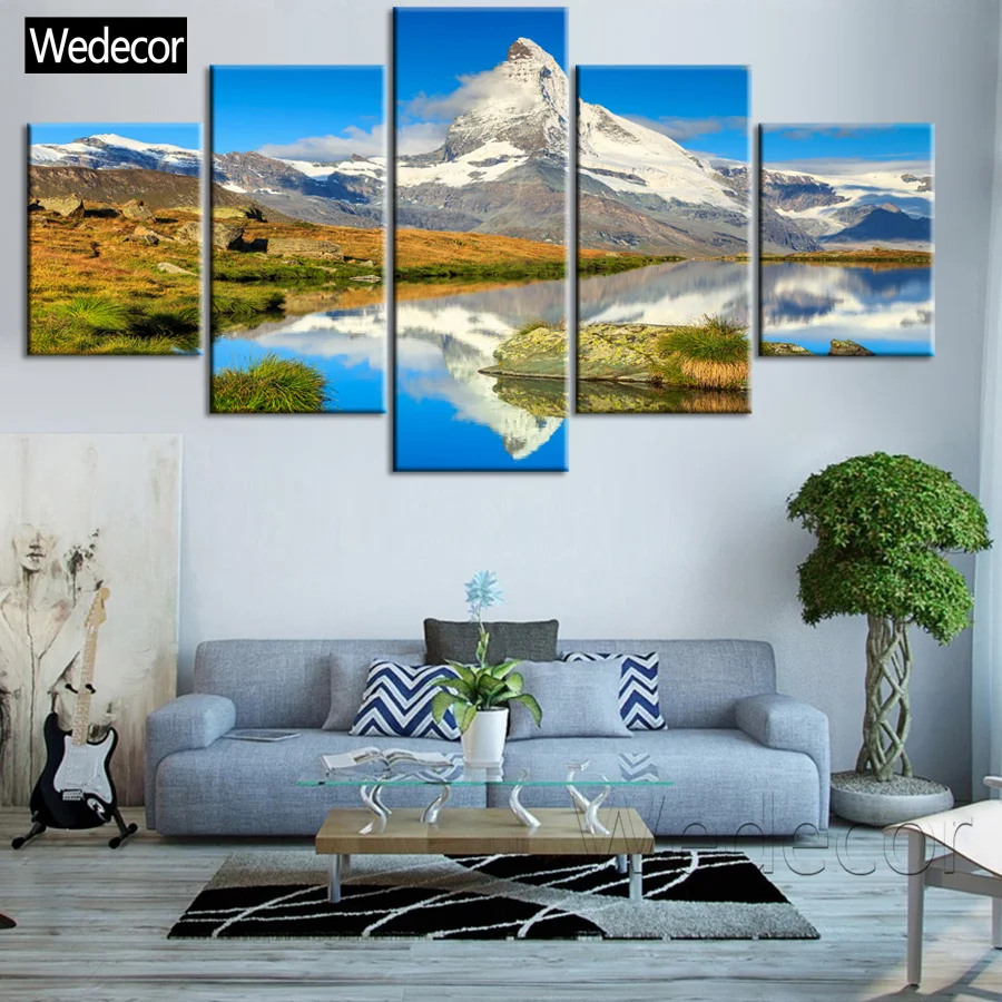 5 шт. HD Greatest mountains Matterhorn Lake Zermatt печатает 4 Плаката печать на стену 3 холст живопись