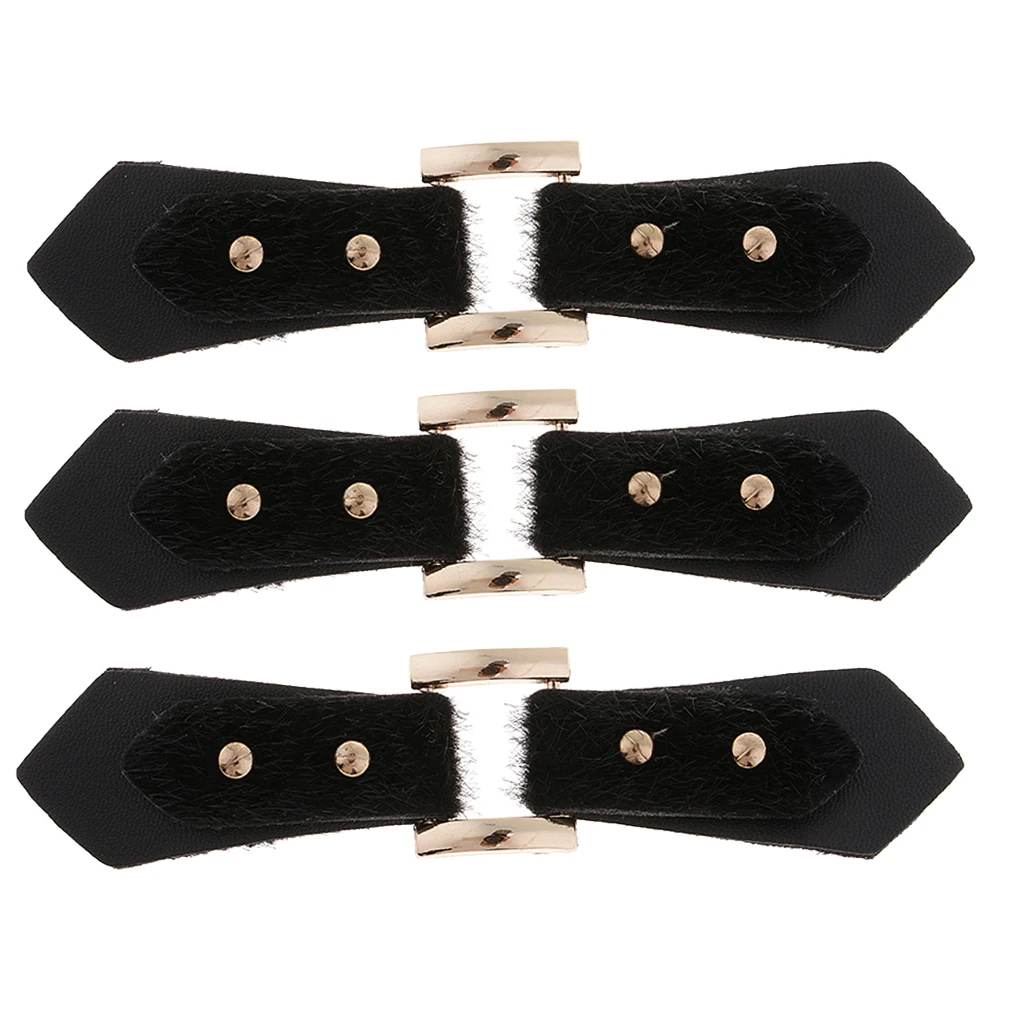 3 Pairs Leather Button Toggle Closure with Metal Buckles for Coat Jacket Duffle 13.2x2.8cm