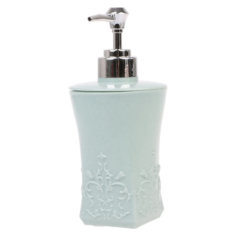 400 мл пустой резной насос для полива цветов диспенсер бутылка шампунь мыло душевой контейнер для Ванная Кухня Офис Туалет - Цвет: Light Blue 2