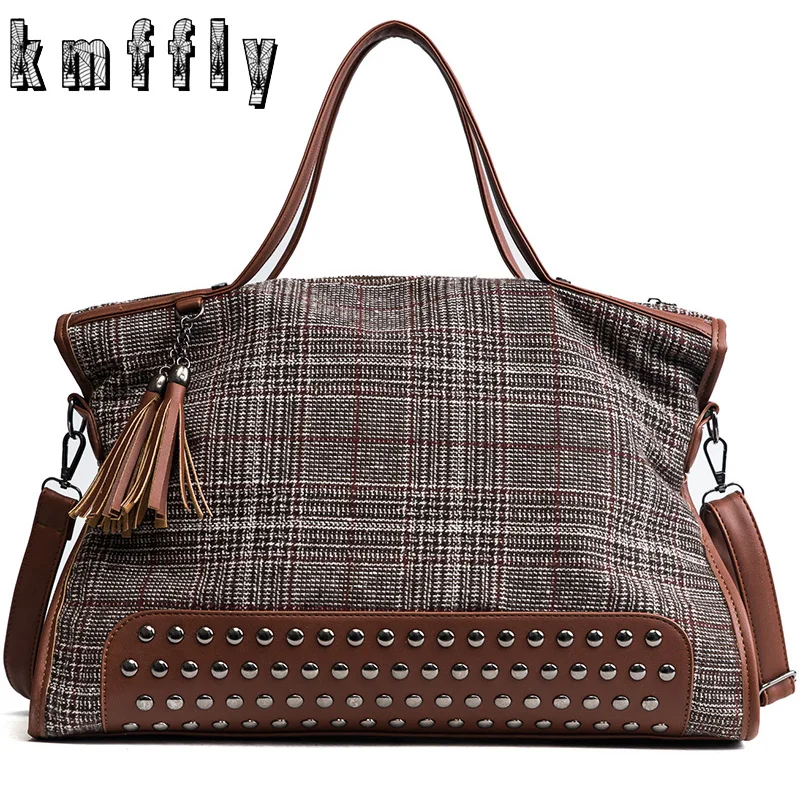 

Women Bag High Quality Wool+pu Leather Women Handbag Women Big Shoulder Bags Famous Designer Vintage Female Tote Bag Sac A Main