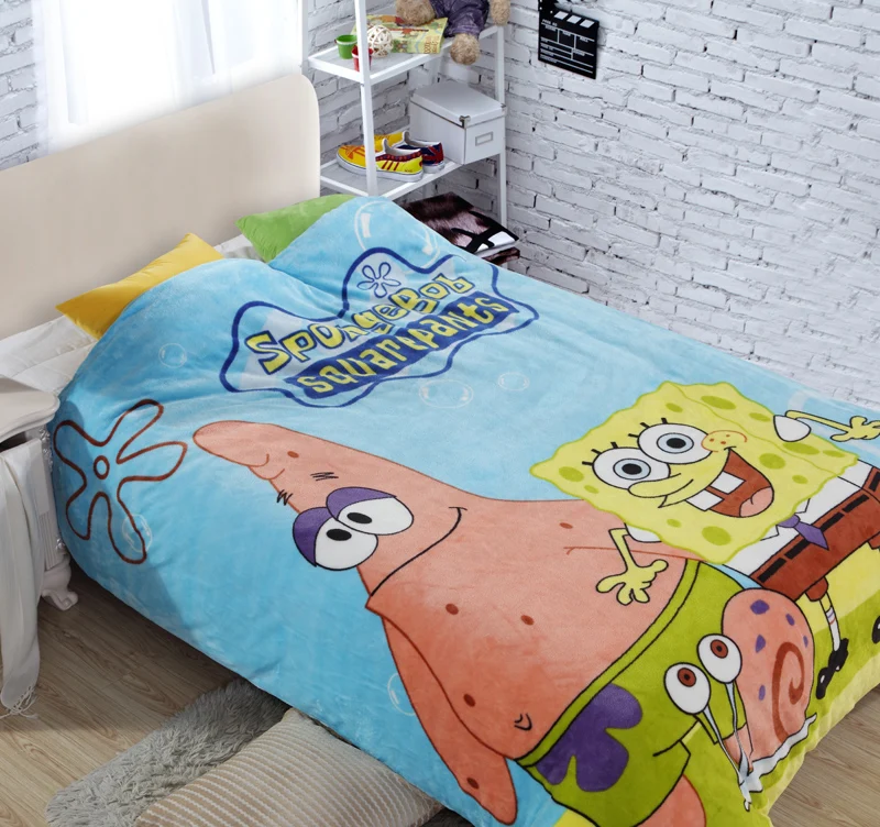 

Cartoon SpongeBob Minions Fleece Blanket Baby Kid Children Warm Soft Marie Cat Coral Fleece Blanket 150x200cm Size Free Shipping