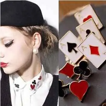 

HOT SALE Wholesale Prices Brand New Punk Style Brooches Mini Brooch Lovely Modern Playing Card element Collar Flower Accessories