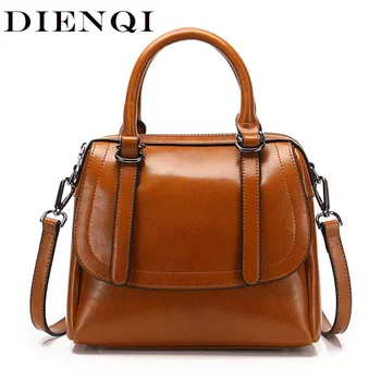 

DIENQI Saffiano Genuine Leather Women Messenger Bag Laies Handbags Famous Brand Tote Crossbody Bags for Women 2018