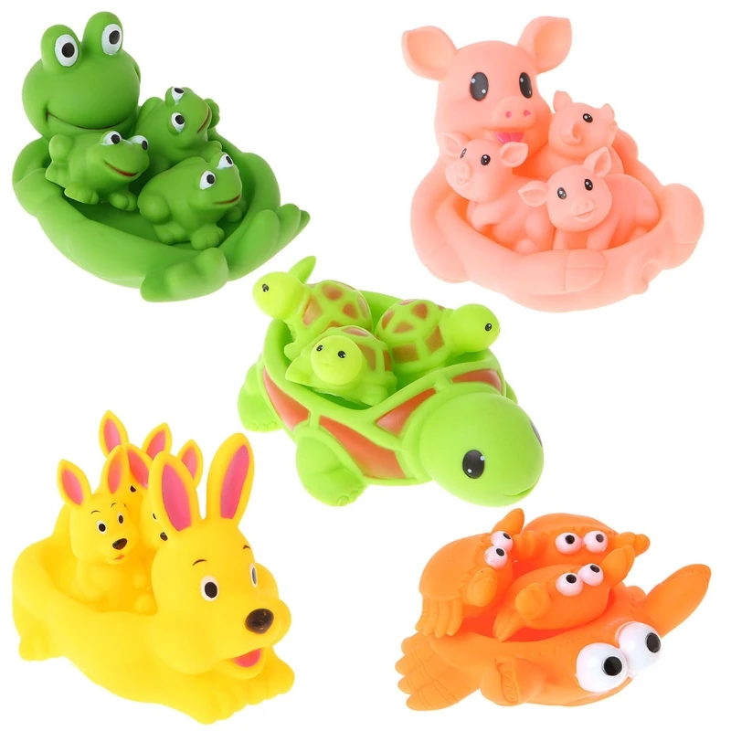 

HBB Cute Animal Float Squeeze Sound Squeaky Shower Water Baby Bath Bathtub Toys Set