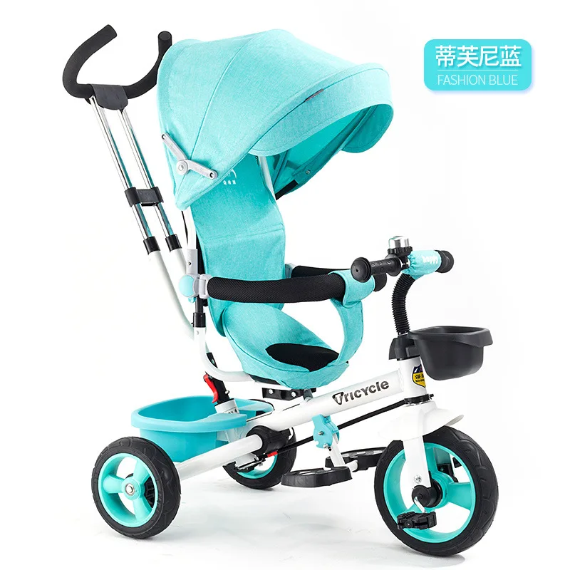 Children's tricycle bicycle 18 months- 3 years old trolley baby stroller bicycle - Цвет: blue