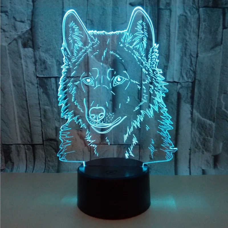 

Colorful Touch 3d Lamp Illusion Led Night Light USB Table Lamp for Children Baby Kids Gift Bedside Bedroom Animal Cartoon Wolf