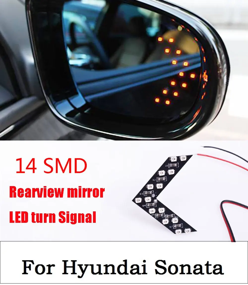 

New A pair 14 SMD LED Arrow Panel Fit Auto Rear View Mirror Indicator Turn Signal parking light car styling For Hyundai Sonata