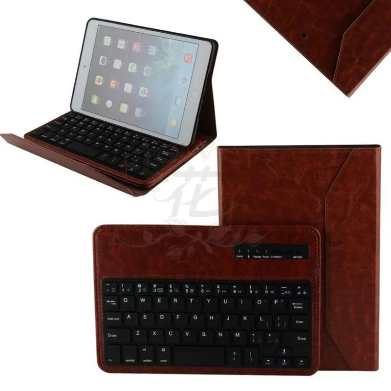 

5 colors 2015 Newest Bluetooth 3.0 Wireless Keyboard & Foldable Crazy Horse Leather Case Stand Cover Holder for iPad Mini 1 2 3
